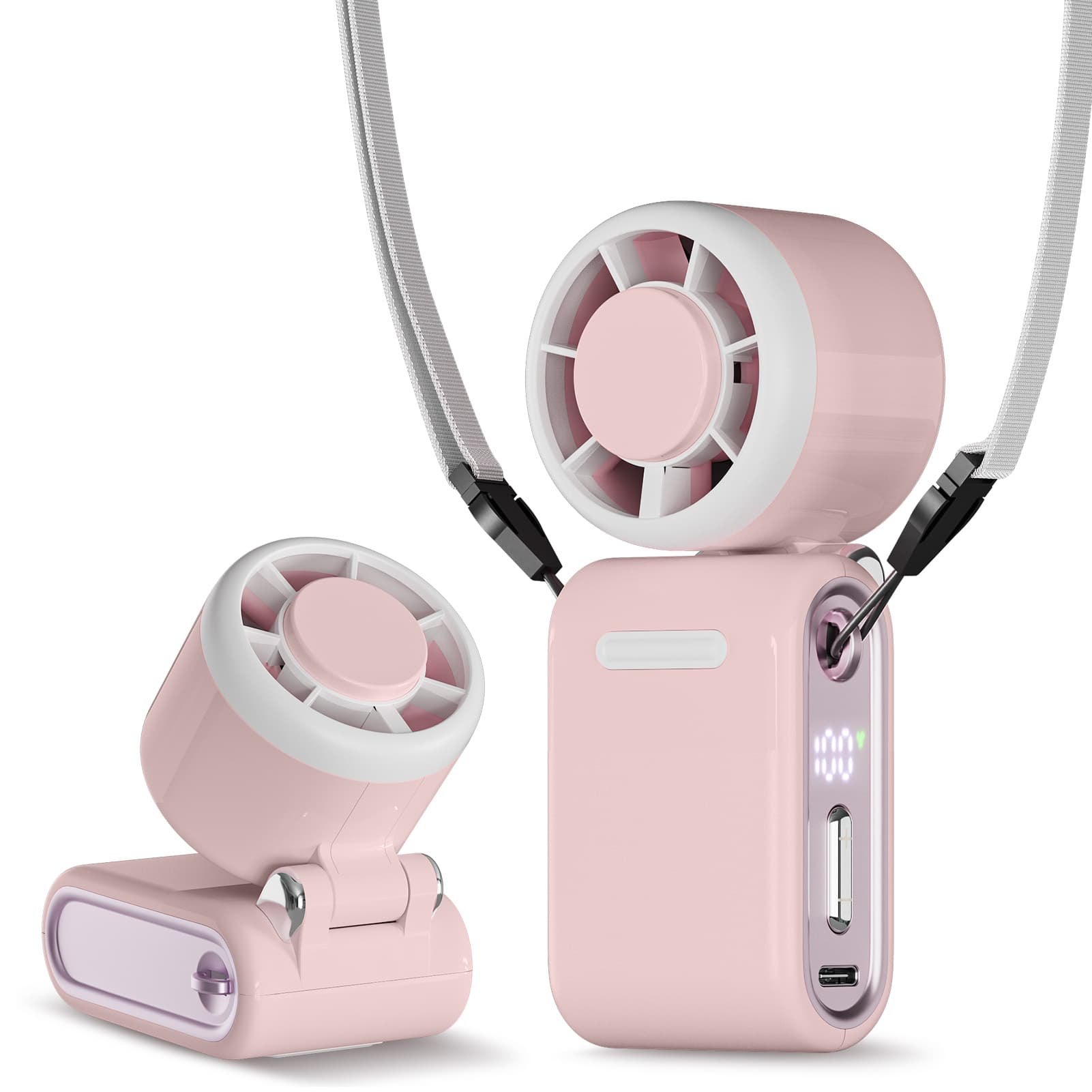 Mini Portable Handheld Turbo Fan, Travel Essentials, Gifts for Women 0.2LB Lightweight, Purse Size Compact Personal Fan, 33FT/S High Speed, 12H Cooling, 40DB Quiet, 3-in-1 Foldable, Pink